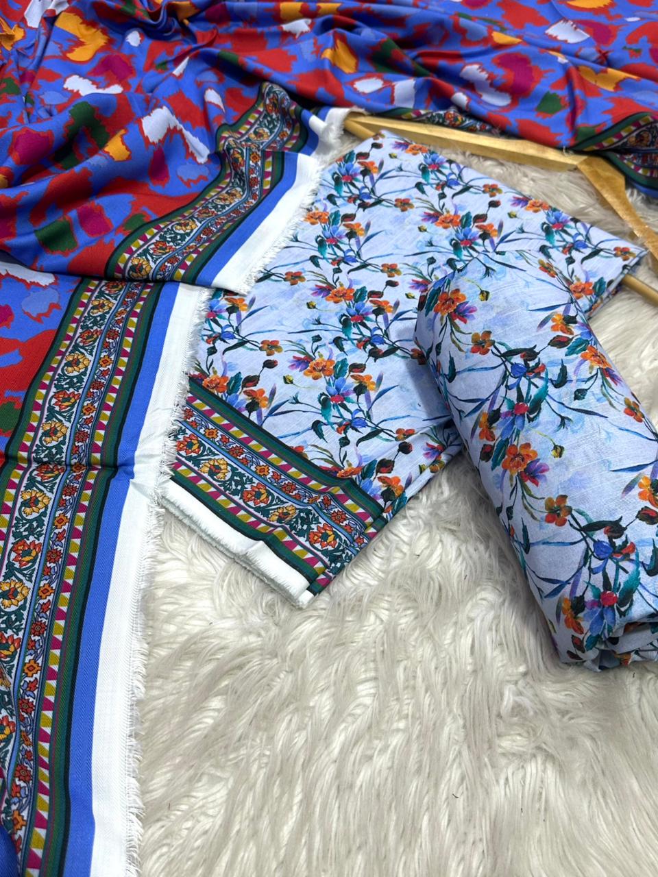 Bareeze Leftover Khadar Threepiece Allover shirt and trouser