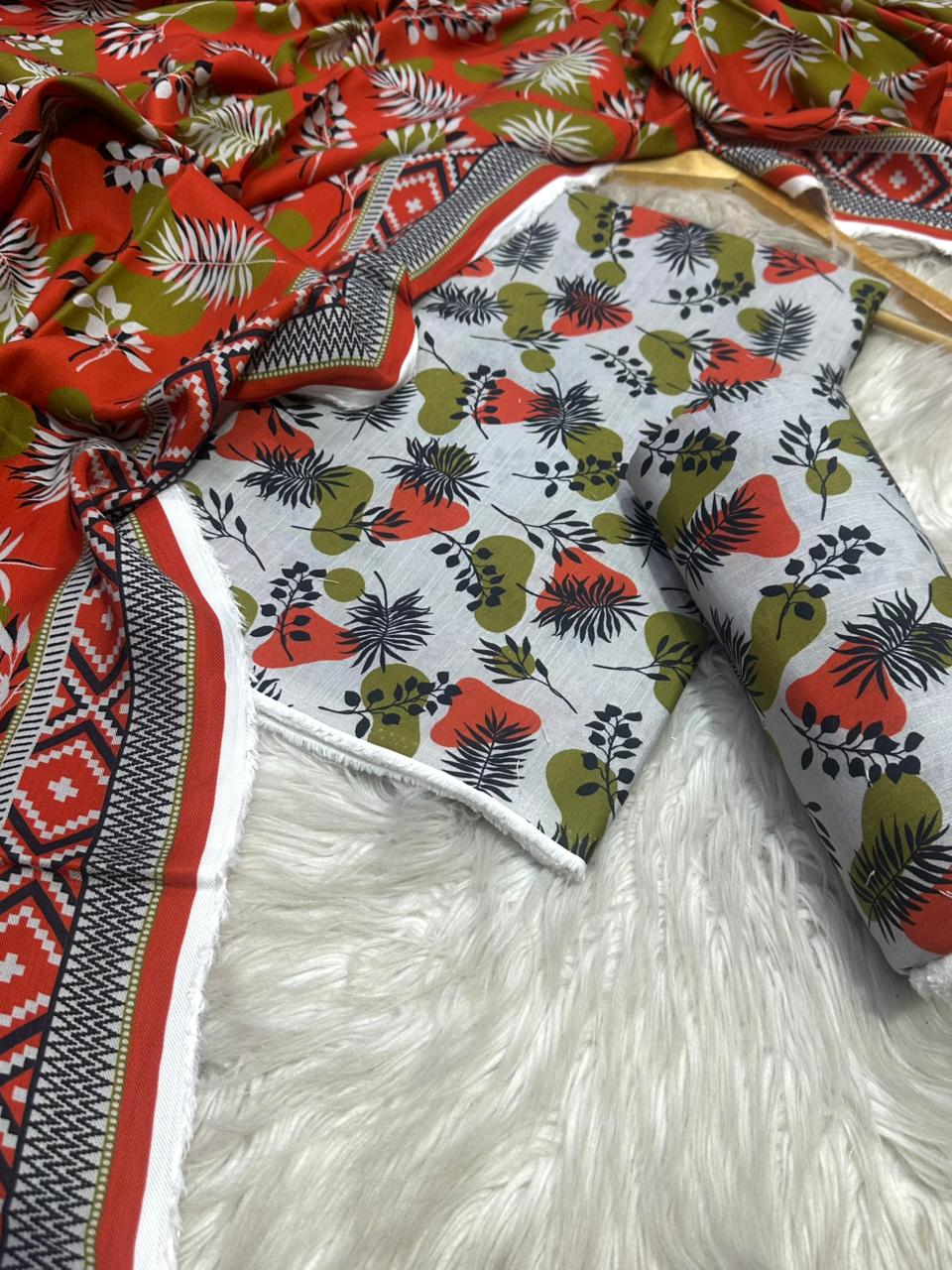 Bareeze Leftover Khadar Threepiece Allover shirt and trouser