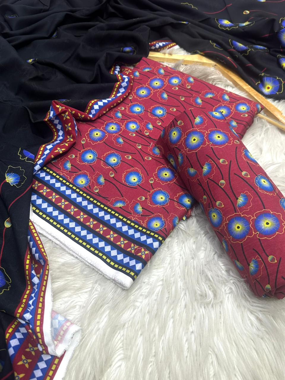 Bareeze Leftover Khadar Threepiece Allover shirt and trouser