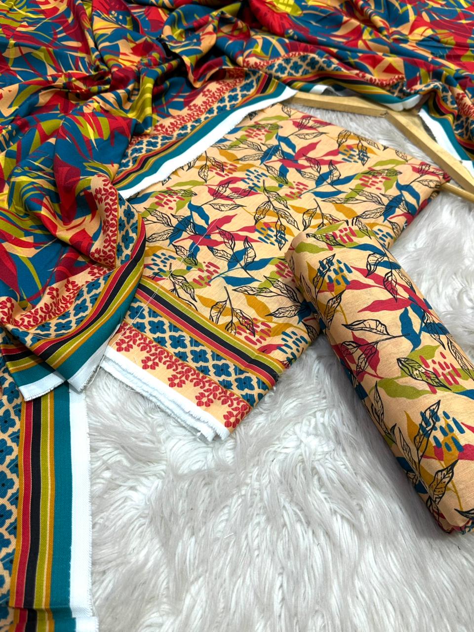 Bareeze leftover Khadar Threepiece Allover shirt and trouser