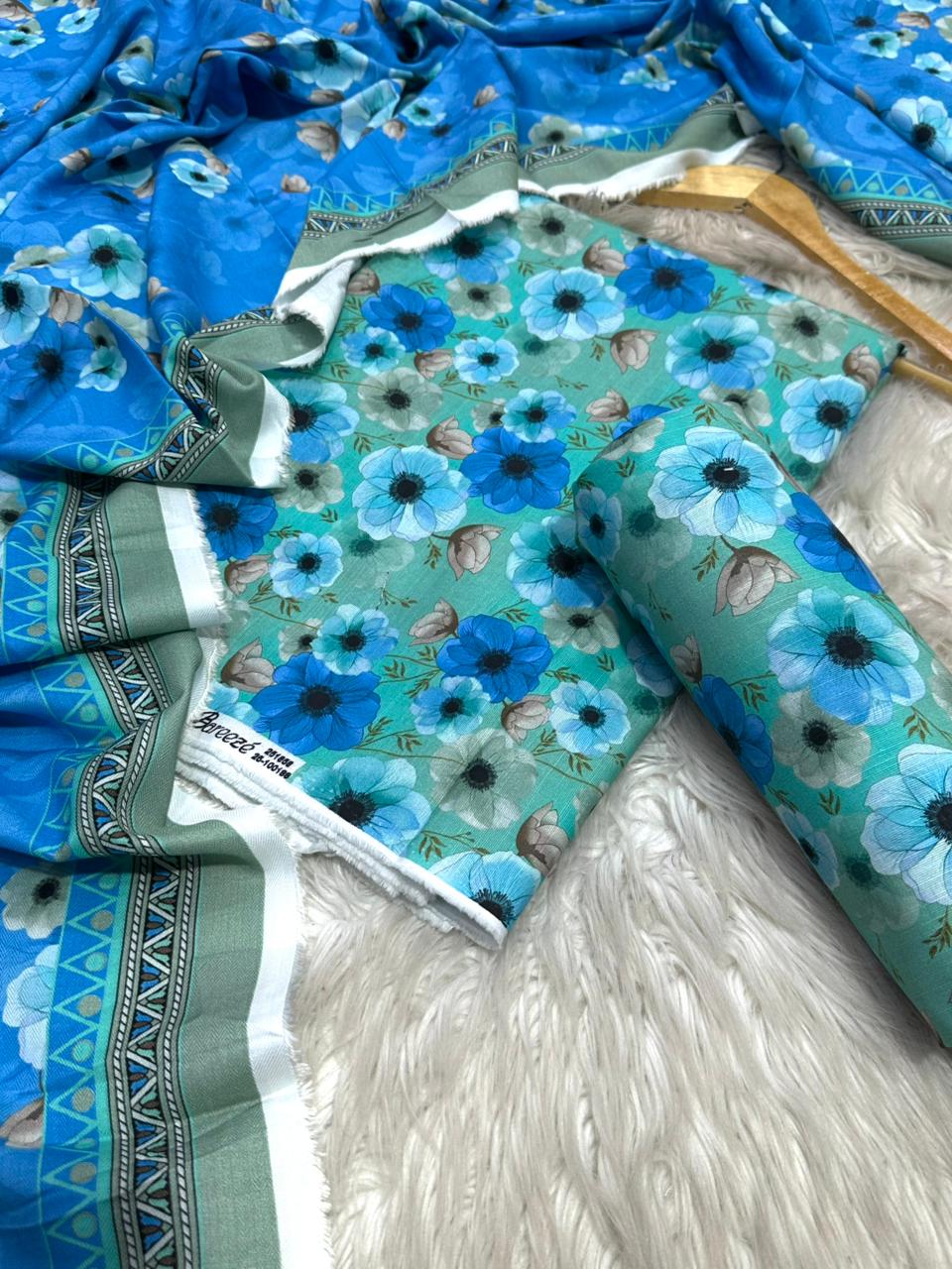 Bareeze leftover Khadar Threepiece Allover shirt and trouser