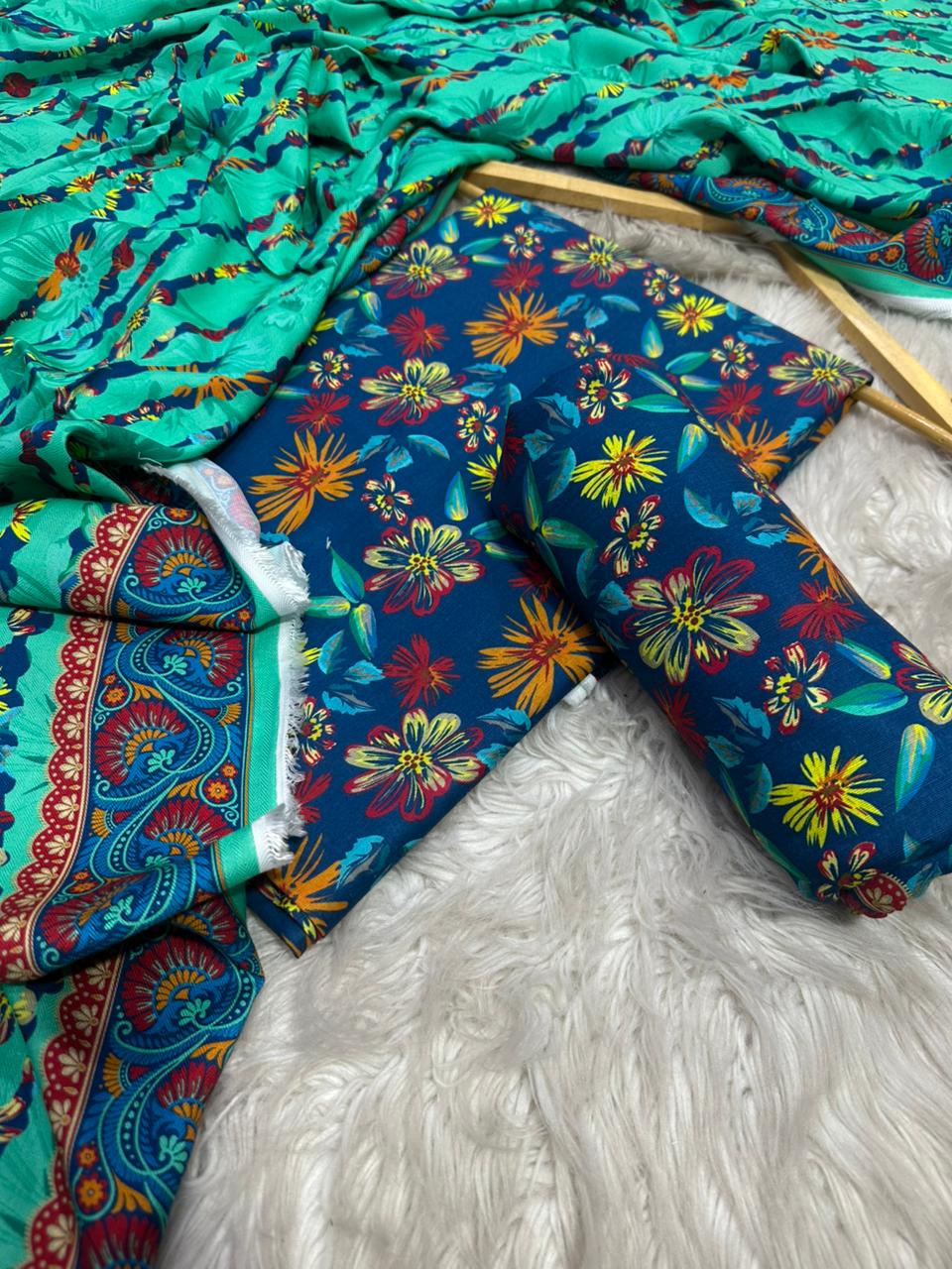 Bareeze leftover Khadar Threepiece Allover shirt and trouser