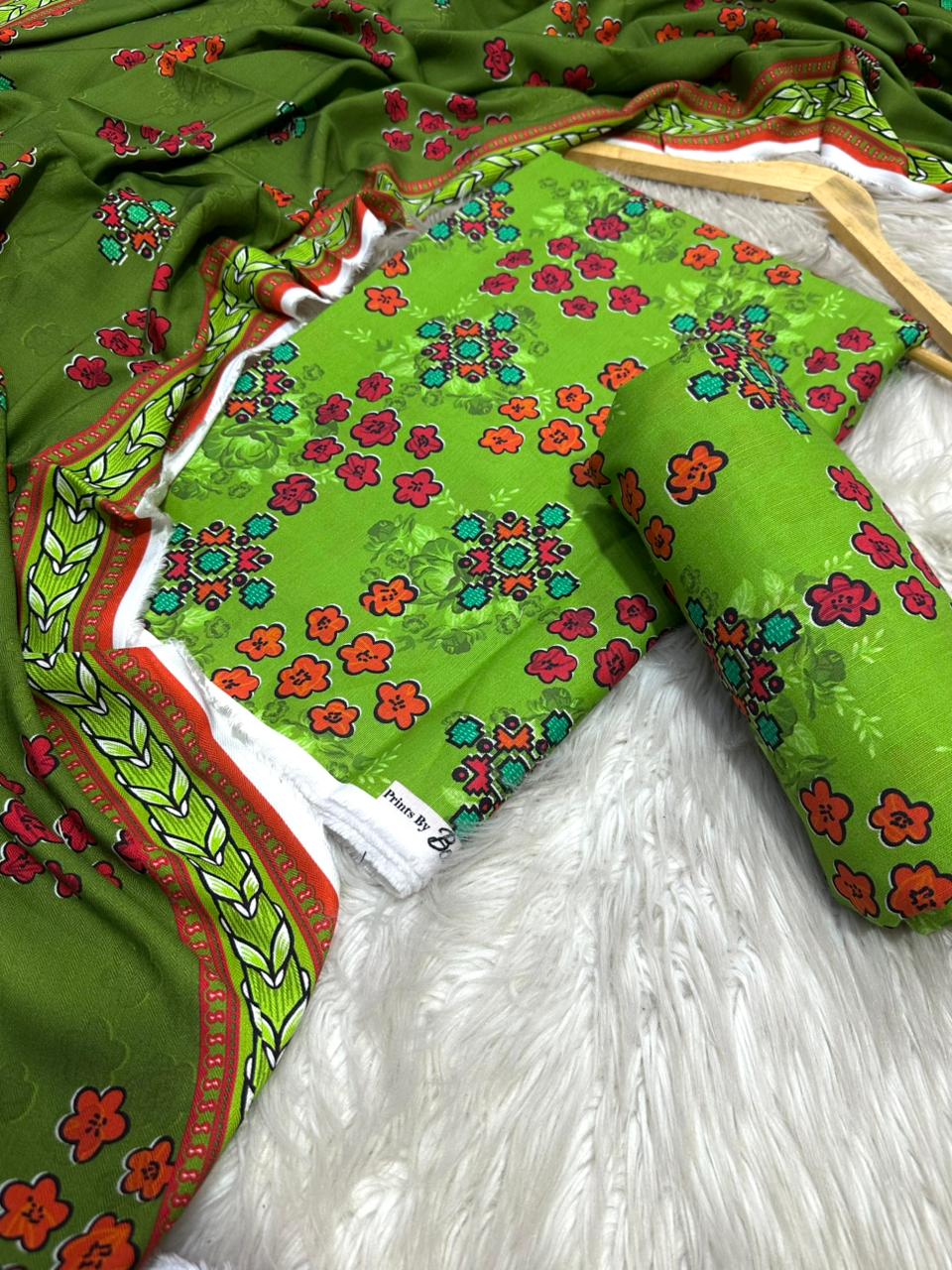 Bareeze leftover Khadar Threepiece Allover shirt and trouser