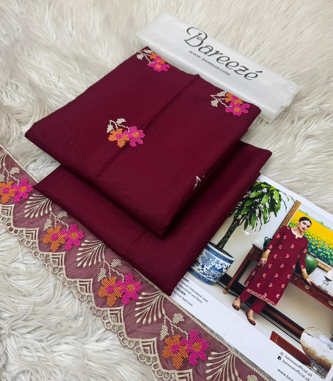 Bareeze Unstitched Two Piece Embroidered