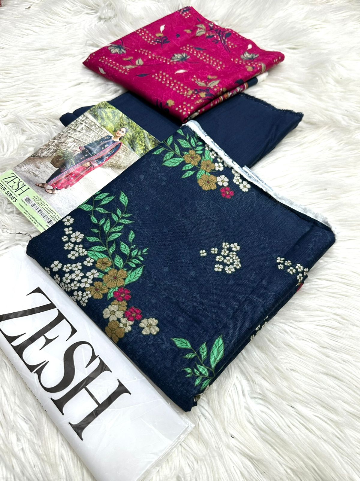 Zesh Khadar Printed Three _ Piece Woman Dress Collection